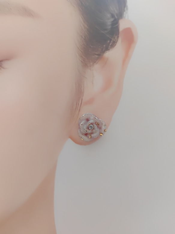 【2way】(ローズピンク)バラの耳飾り 8枚目の画像