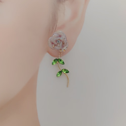 【2way】(ローズピンク)バラの耳飾り 6枚目の画像