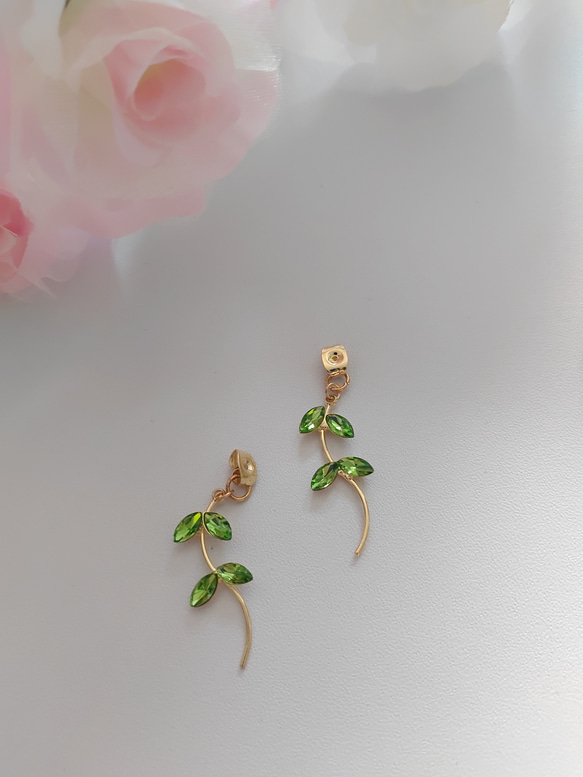 【2way】(ローズピンク)バラの耳飾り 3枚目の画像
