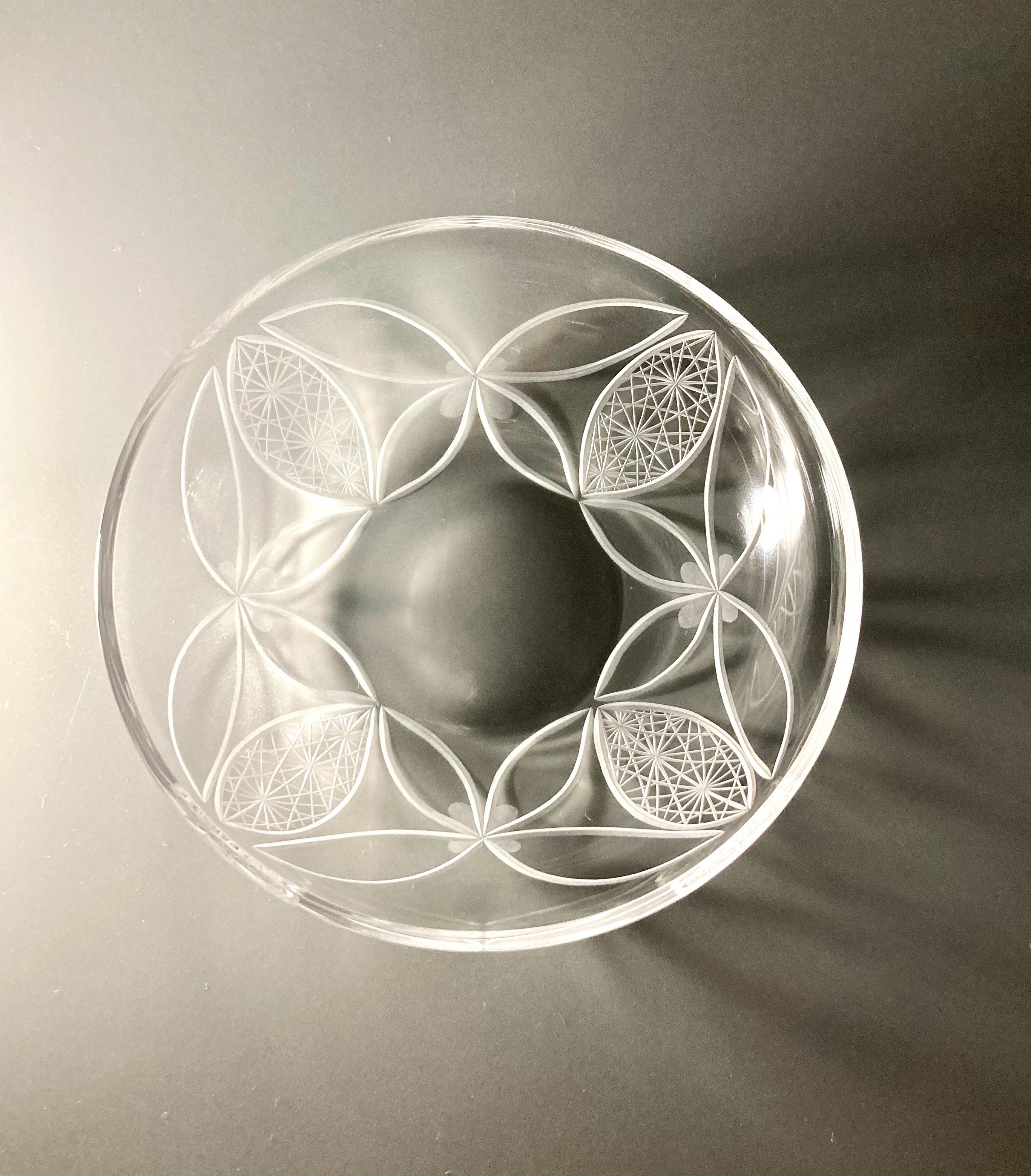 切子皿 キリコ ガラス細工 径24cm 新品未使用 切子皿 キリコ ガラス細工 径24cm 新品未使用