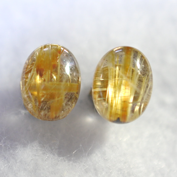 （1 件）金紅石石英耳環（9 x 7 毫米，鈦柱） 第1張的照片
