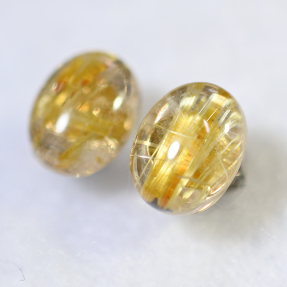（1 件）金紅石石英耳環（9 x 7 毫米，鈦柱） 第3張的照片