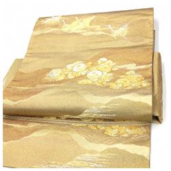 美品　正絹　付け帯　袋帯　ゴールド　二部式　二重太鼓　作り帯 5枚目の画像