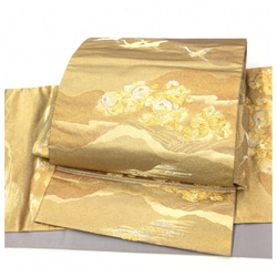 美品　正絹　付け帯　袋帯　ゴールド　二部式　二重太鼓　作り帯 2枚目の画像