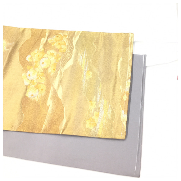 美品　正絹　付け帯　袋帯　ゴールド　二部式　二重太鼓　作り帯 7枚目の画像