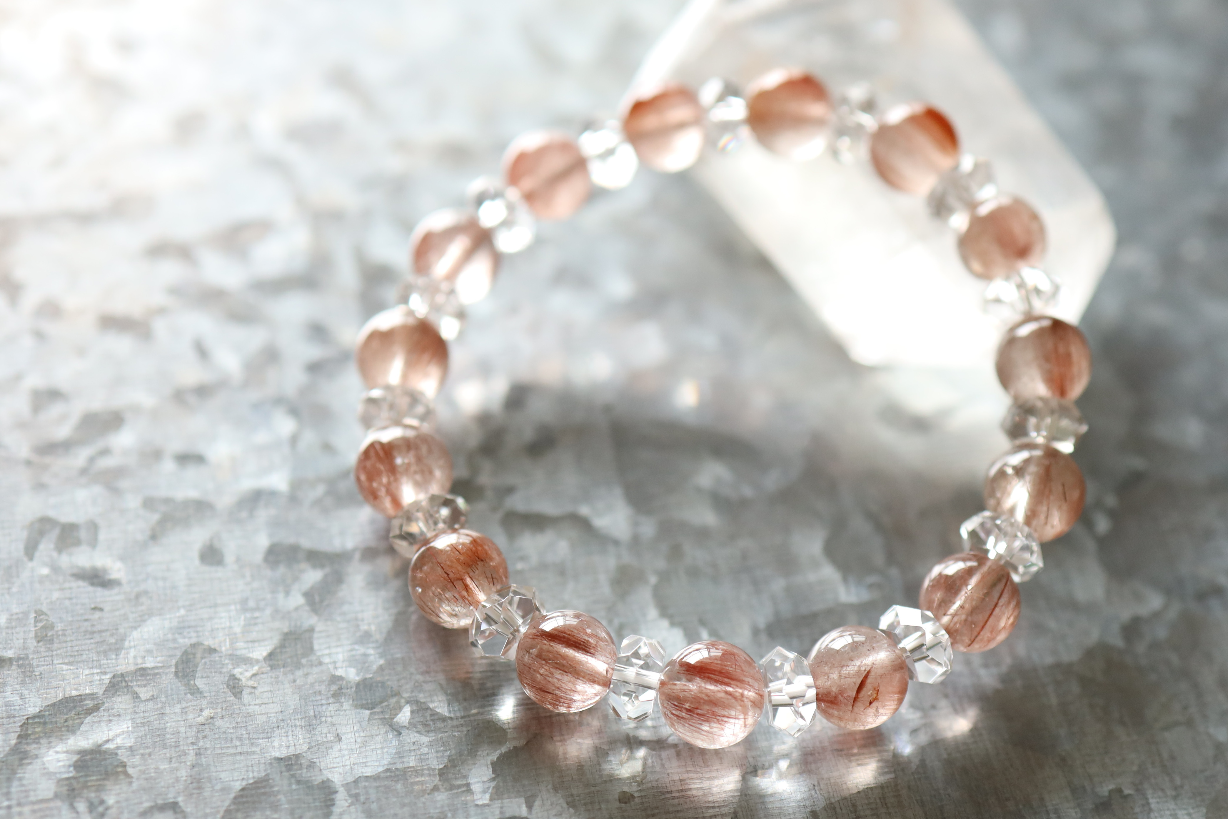 …☆ルチルを愛する人の為に☆…☆レッドルチルクォーツ：8.5ミリ＆水晶☆…☆天然石ブレスレット☆…