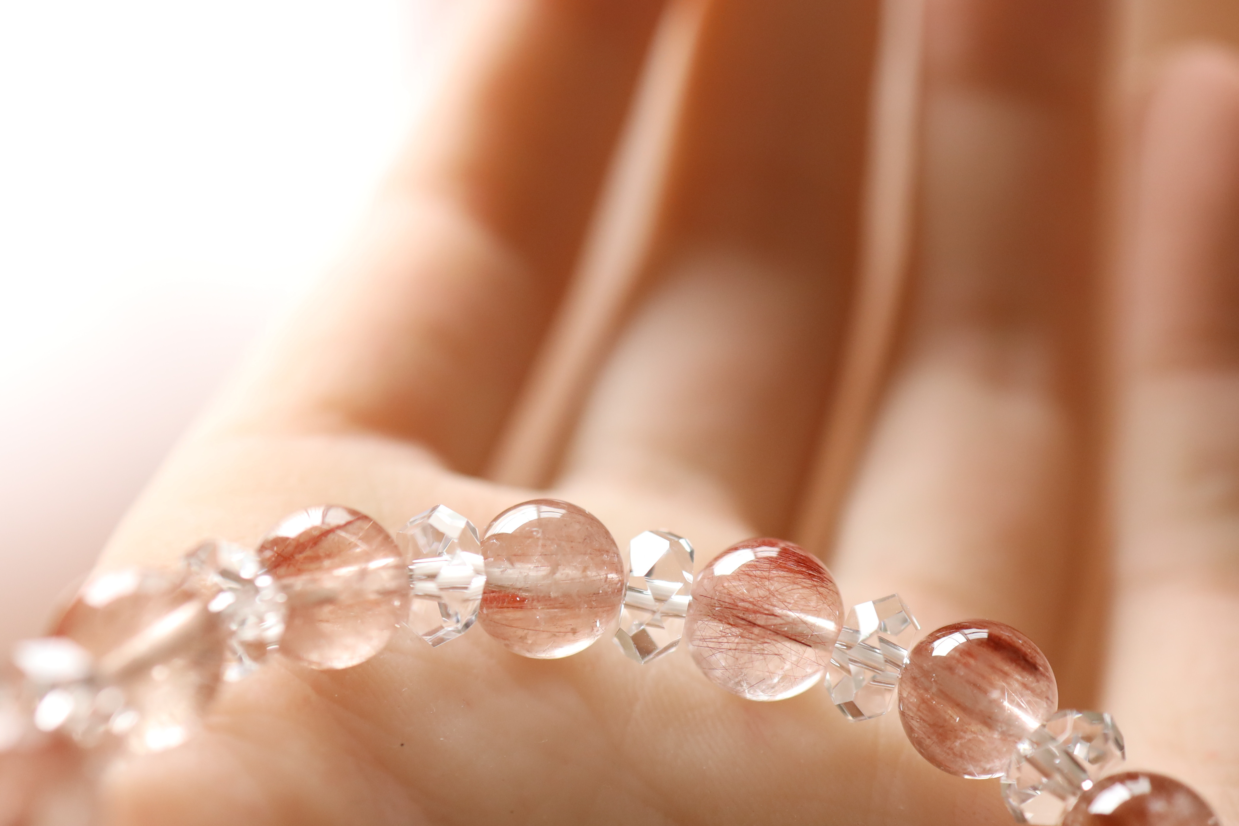 …☆ルチルを愛する人の為に☆…☆レッドルチルクォーツ：8.5ミリ＆水晶☆…☆天然石ブレスレット☆…