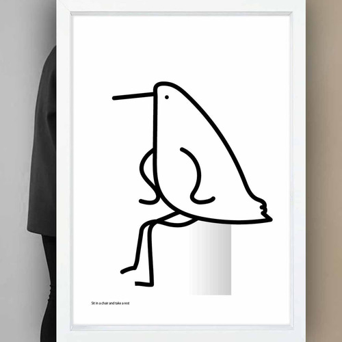 座る鳥 イラスト ポスター A4 A3 A2 A1 アート アートポスター seiで