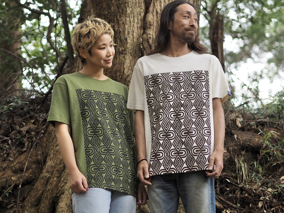 Hemp×Organic cotton/木版T-shirt/5柄/2カラー/ユニセックス 2枚目の画像