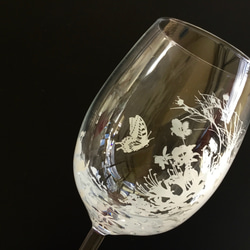 【紫陽花ハンドメイド2024】あじさい柄（ハイドランジア）とヒガンバナのワイングラス 6枚目の画像