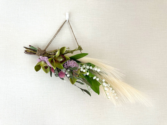 パンパスとすずらんのスワッグ ガーランド ❀ flower_harumaru