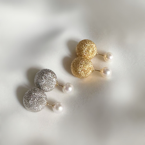 silverボール パール キャッチ ピアス ゴールド シルバー ピアス