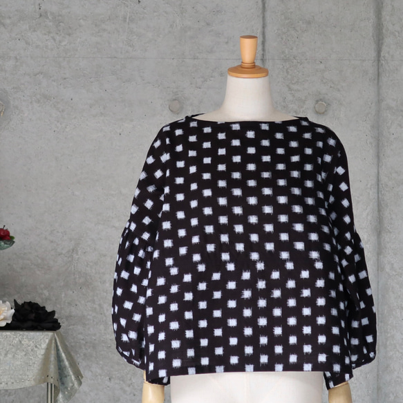 着物リメイク　久留米絣のプルオーバー　　フリーサイズ 1枚目の画像
