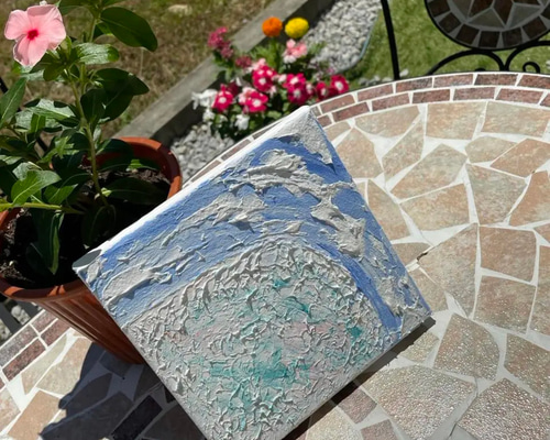 『花の光の中』テクスチャーアート　絵画　美礼 花の光の中』テクスチャーアート 絵画 美礼