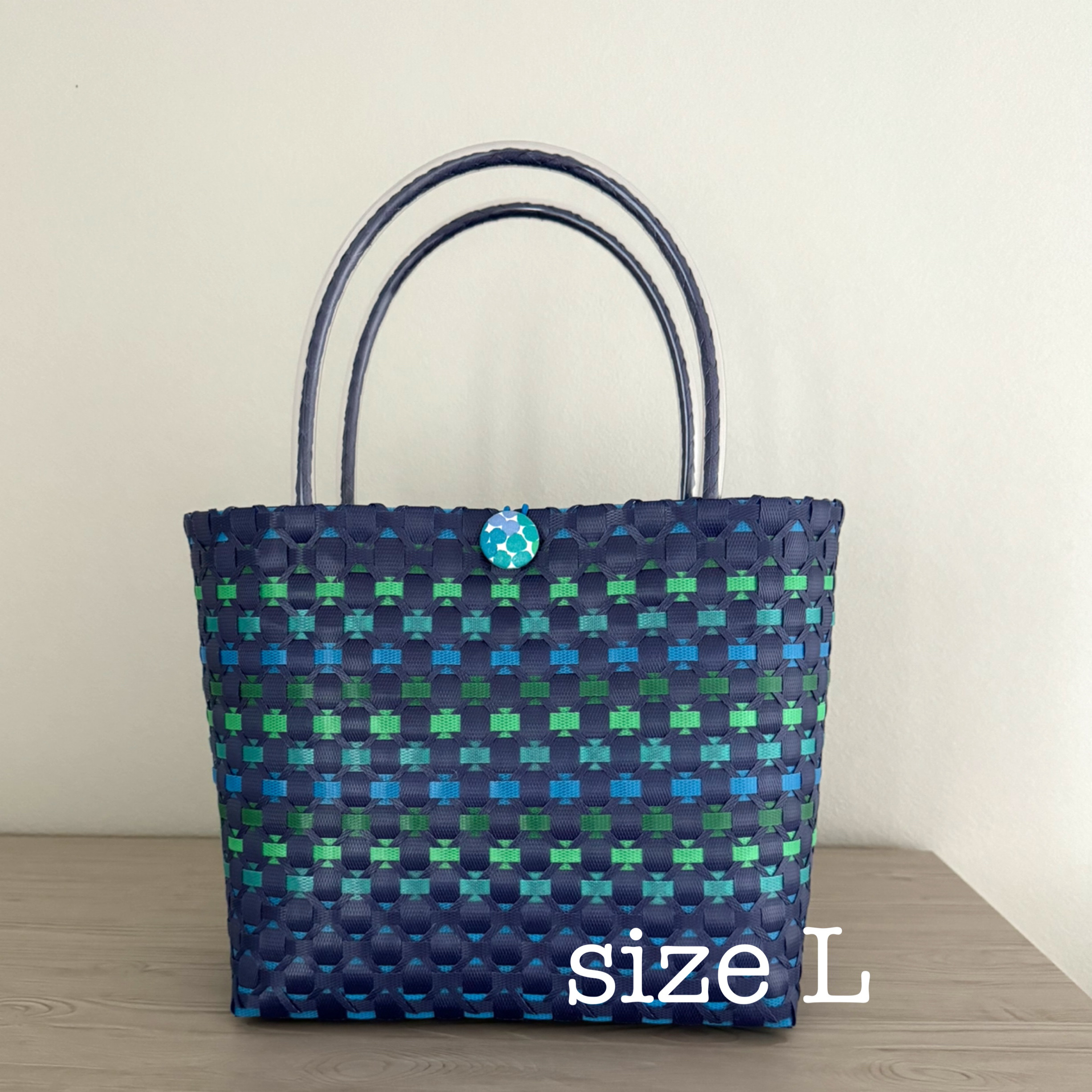 プラカゴ　エコバック プラカゴ 深海カラー ブルー系 Lサイズ バスケット エコバッグ トート