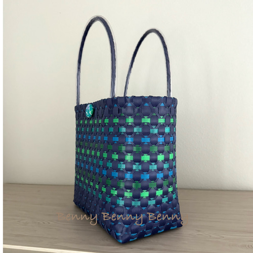 プラカゴ 深海カラー ブルー系 Lサイズ バスケット エコバッグ トート