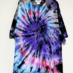 タイダイ染め Tシャツ　XXLサイズ　ブラック×カラフル　スパイラル　 Hippies Dye HD21-51 1枚目の画像