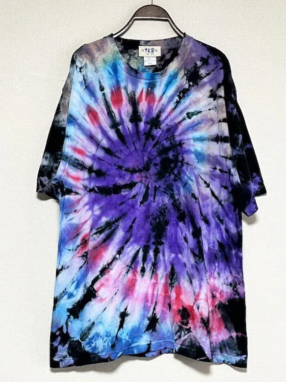 タイダイ染め Tシャツ　XXLサイズ　ブラック×カラフル　スパイラル　 Hippies Dye HD21-51 1枚目の画像