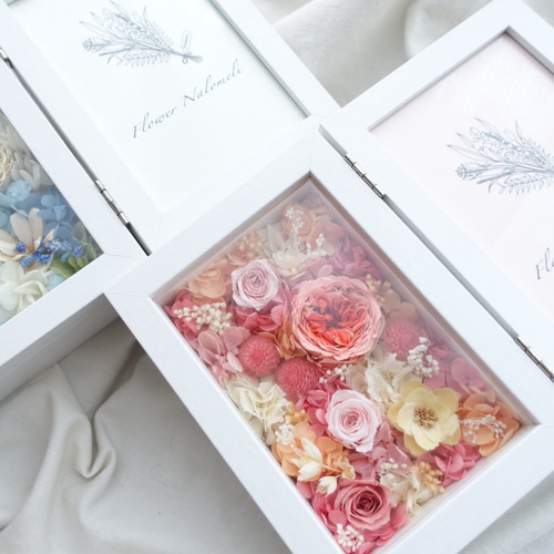 写真:ポストカードサイズ ピンクアレンジ 二つ折り写真立て/フォト