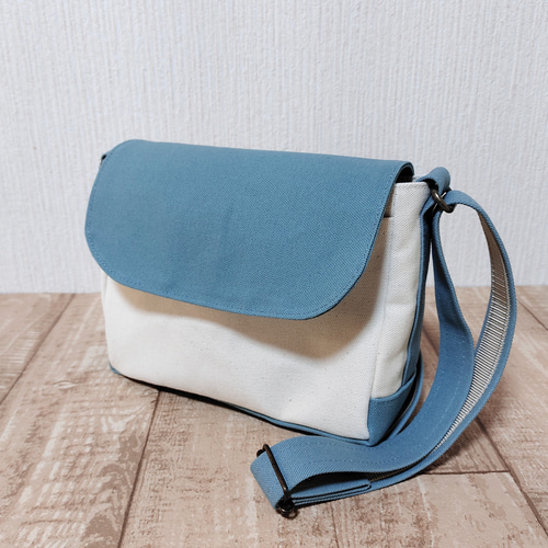 帆布ミニショルダーバッグ（ブルーグレー×キナリ） ショルダー