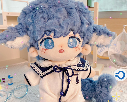 7#616 20cmぬい服(無属性) ハンドメイド サックス×WH 8#616 20cmぬい服(無属性) ハンドメイド サックス×WH