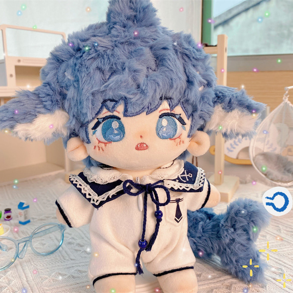 ぬいぐるみ 着せ替え 20cm オリジナル 三つ編み 紫 男の子の通販