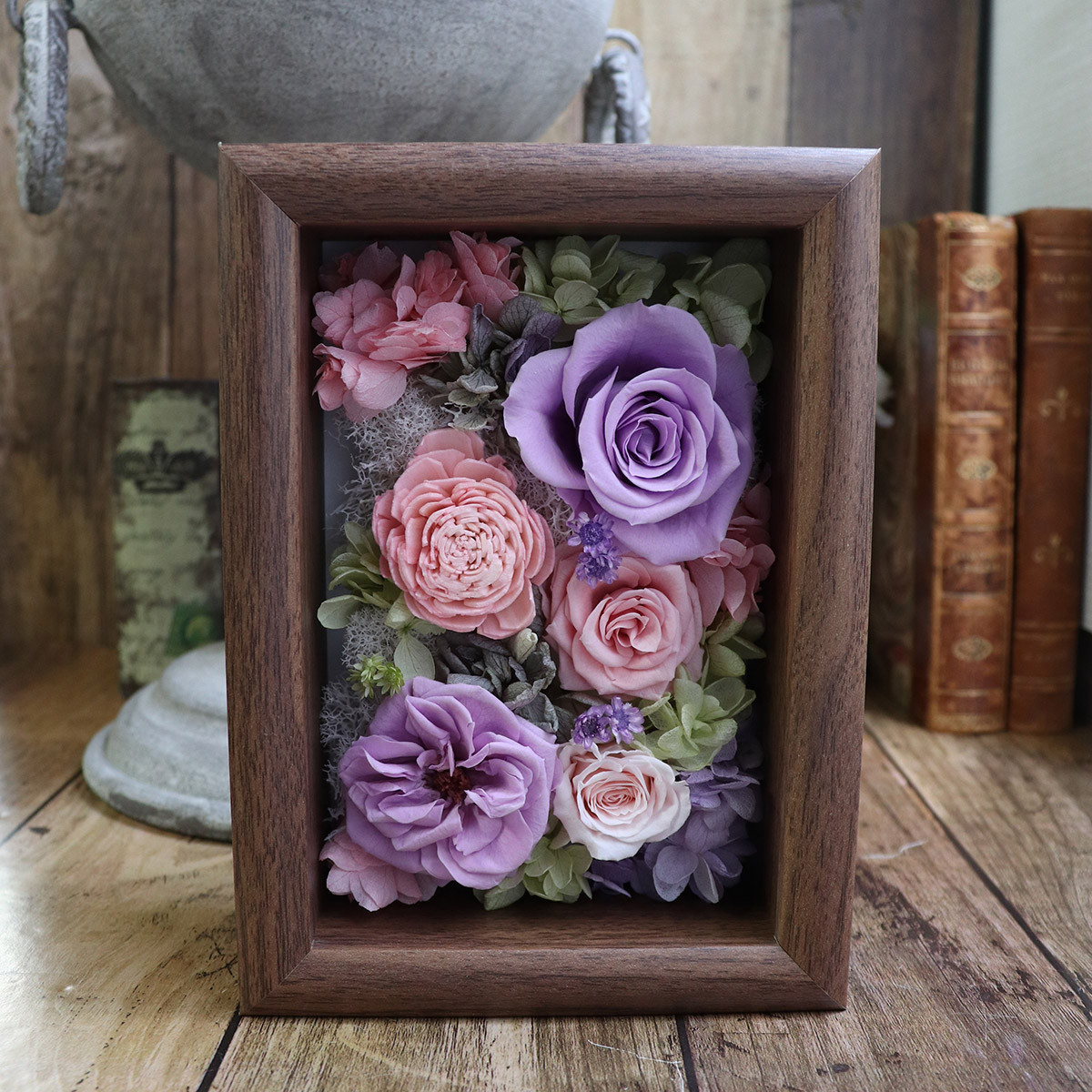 古希祝い 喜寿祝い 退職祝い 花  プレゼント フレームフラワー 「ラベンダーピンク」 プリザーブドフラワー