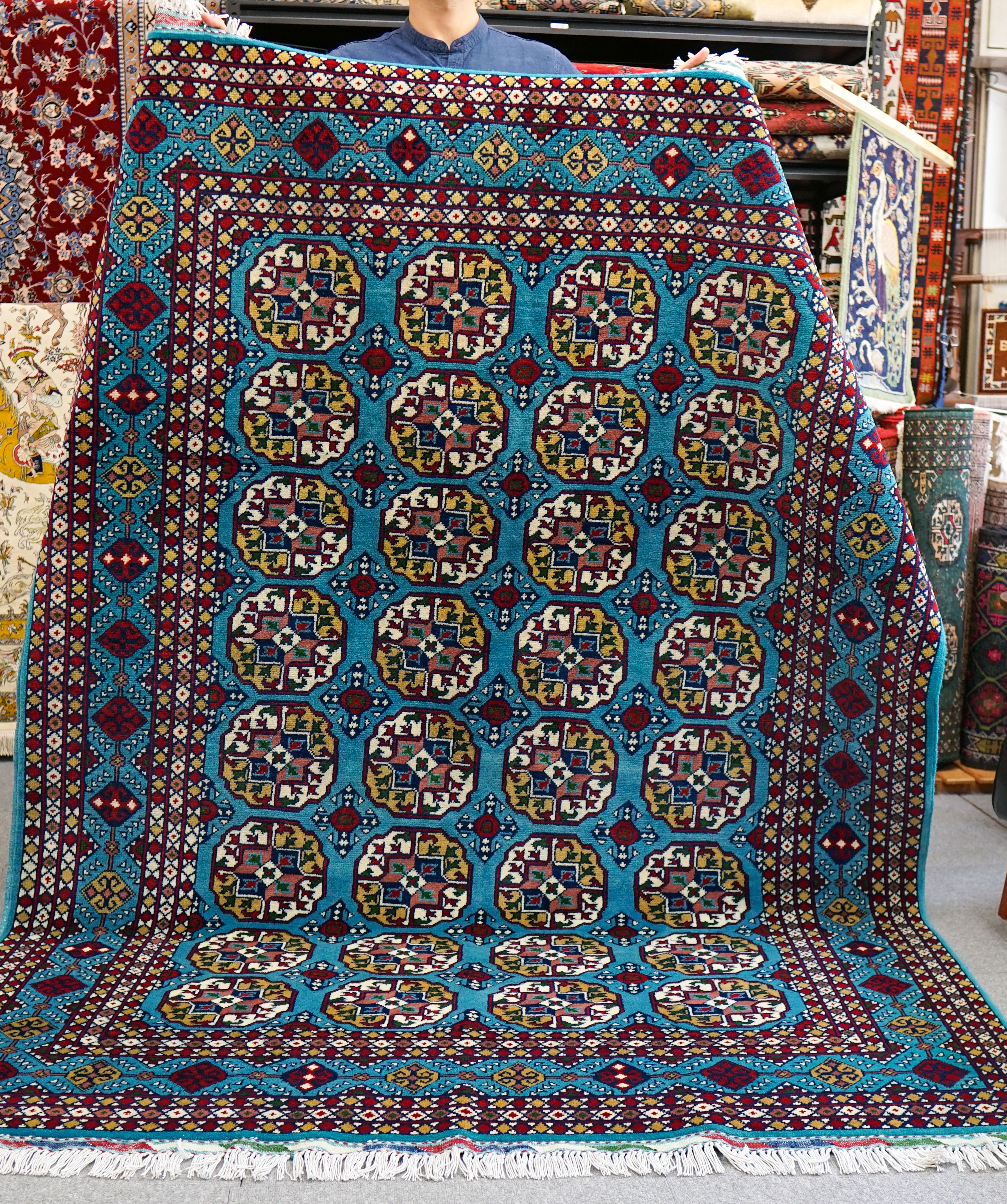 210×155cｍ【アフガニスタン手織り絨毯　ERSARI】