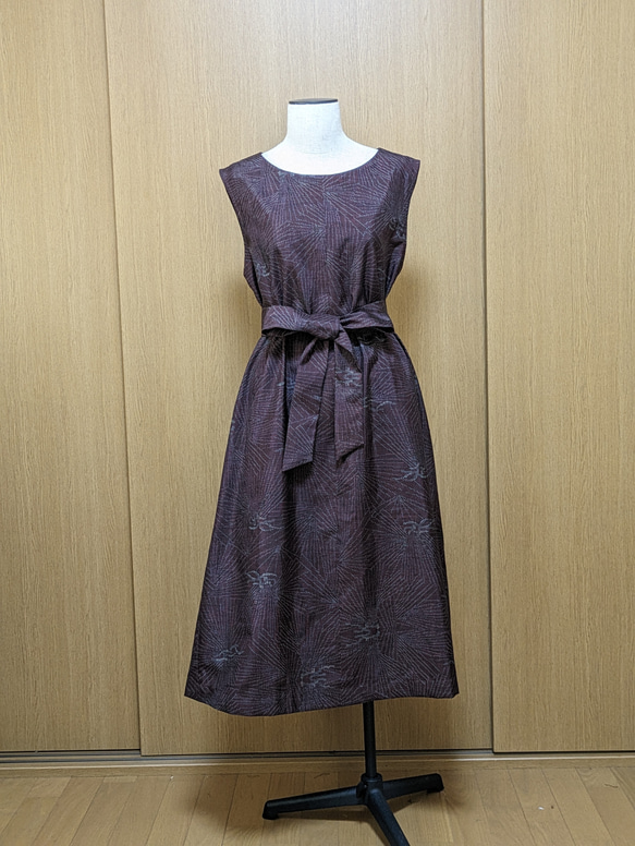 SOLD　着物リメイク　ワンピース　大島紬　M〜L 