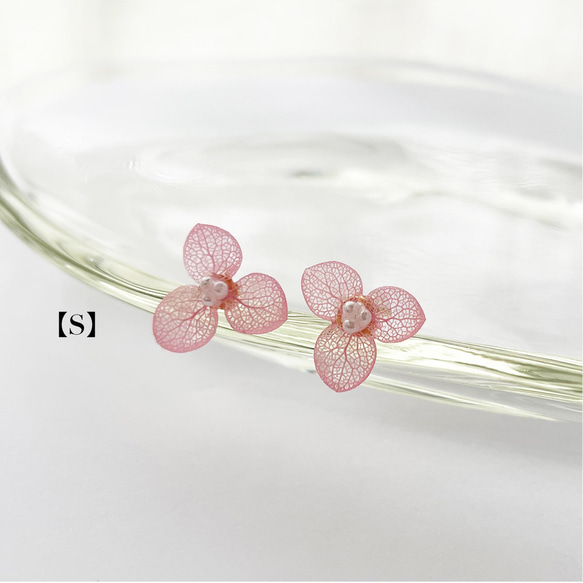 【紫陽花ハンドメイド2024】 紫陽花ピアス(PINK) / 6月誕生花 夏の誕生花2024　金属アレルギー対応　 3枚目の画像