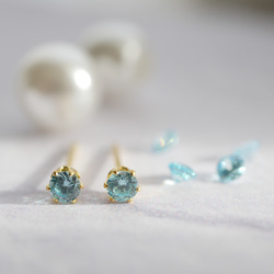バックスタイルも可愛い一粒ピアス/イヤリング アクアマリン