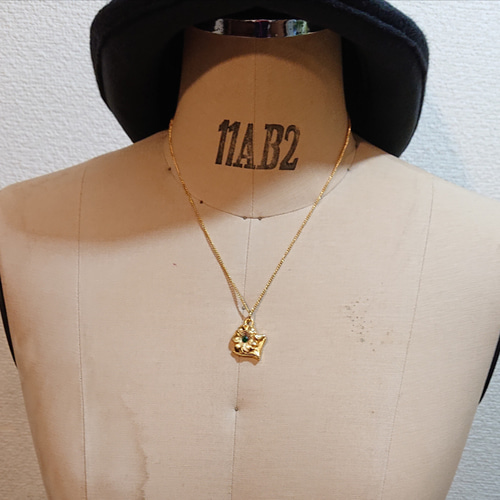 グリーンビジュフラワー ヴィンテージ ネックレス No.1148 ネックレス