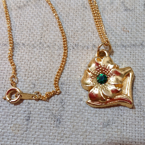 グリーンビジュフラワー ヴィンテージ ネックレス No.1148 ネックレス