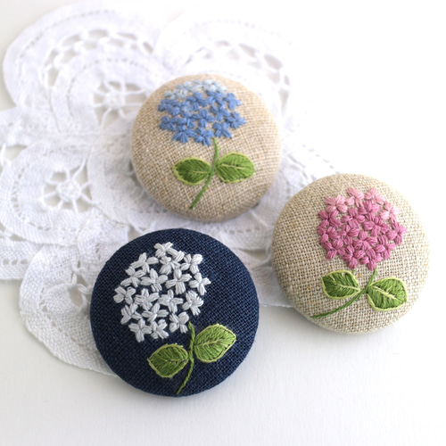 539＊紫陽花 ホワイト ブローチ