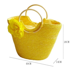 ハンドバッグ ラタン 無地 シンプル  花 ストローバッグ 大容量 編みバッグ おしゃれ レディースバッグ [0205] 9枚目の画像