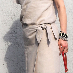 『夏の福袋腰周りすっきり　リネン混ストレッチ　シャンパンカーキ巻きスカート　ブラウスセット 8枚目の画像