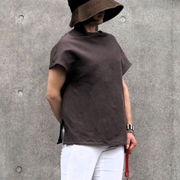 『夏の福袋腰周りすっきり　リネン混ストレッチ　シャンパンカーキ巻きスカート　ブラウスセット 6枚目の画像