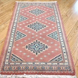 軽くて畳める手織りラグ パキスタン絨毯 玄関マット トライバルラグ 77×47cm 手織り カーペット 6枚目の画像