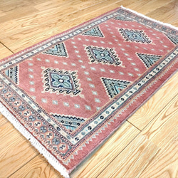 軽くて畳める手織りラグ パキスタン絨毯 玄関マット トライバルラグ 77×47cm 手織り カーペット 5枚目の画像