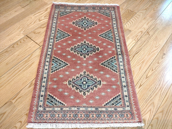 軽くて畳める手織りラグ パキスタン絨毯 玄関マット トライバルラグ 77×47cm 手織り カーペット 4枚目の画像