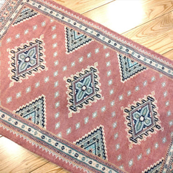 軽くて畳める手織りラグ パキスタン絨毯 玄関マット トライバルラグ 77×47cm 手織り カーペット 8枚目の画像