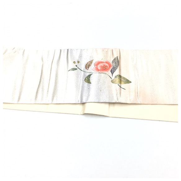 美品　白　刺繍　花模様　名古屋帯　付け帯　正絹　二部式　作り帯　 5枚目の画像