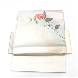 美品　白　刺繍　花模様　名古屋帯　付け帯　正絹　二部式　作り帯　 4枚目の画像