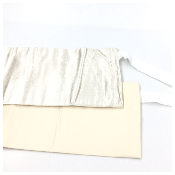 美品　白　刺繍　花模様　名古屋帯　付け帯　正絹　二部式　作り帯　 6枚目の画像