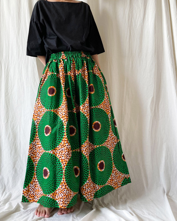MERMEO【SK-23W】アフリカンバティック アフリカ布 ロングスカート 3枚目の画像