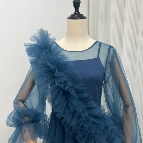 送料無料！パーティードレス ネイビー ツーピース キャミソール  