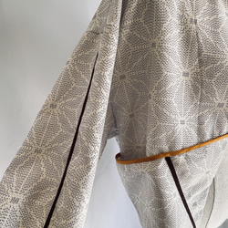 vintage kimono jacket 白紬のショートジャケット　ゆったりお袖 2枚目の画像