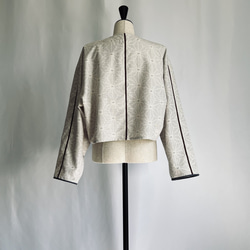 vintage kimono jacket 白紬のショートジャケット　ゆったりお袖 7枚目の画像