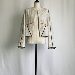 vintage kimono jacket 白紬のショートジャケット　ゆったりお袖 5枚目の画像