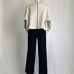 vintage kimono jacket 白紬のショートジャケット　ゆったりお袖 8枚目の画像